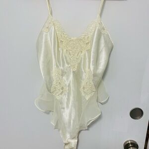 Vintage Victorias Secret Elegant Cream Lace Bodysuit